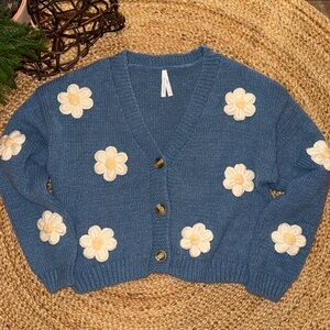 Blue Floral Women's Sweater